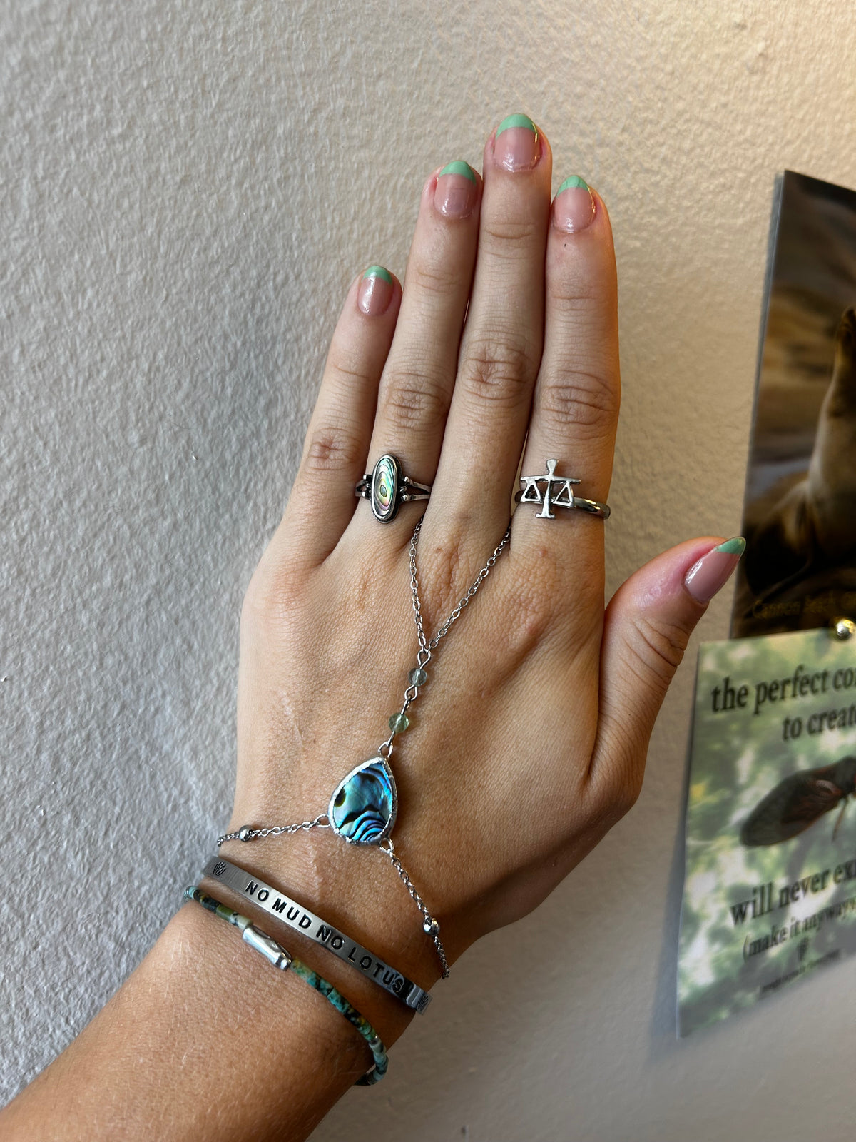 Abalone and Fluorite Hand Chain