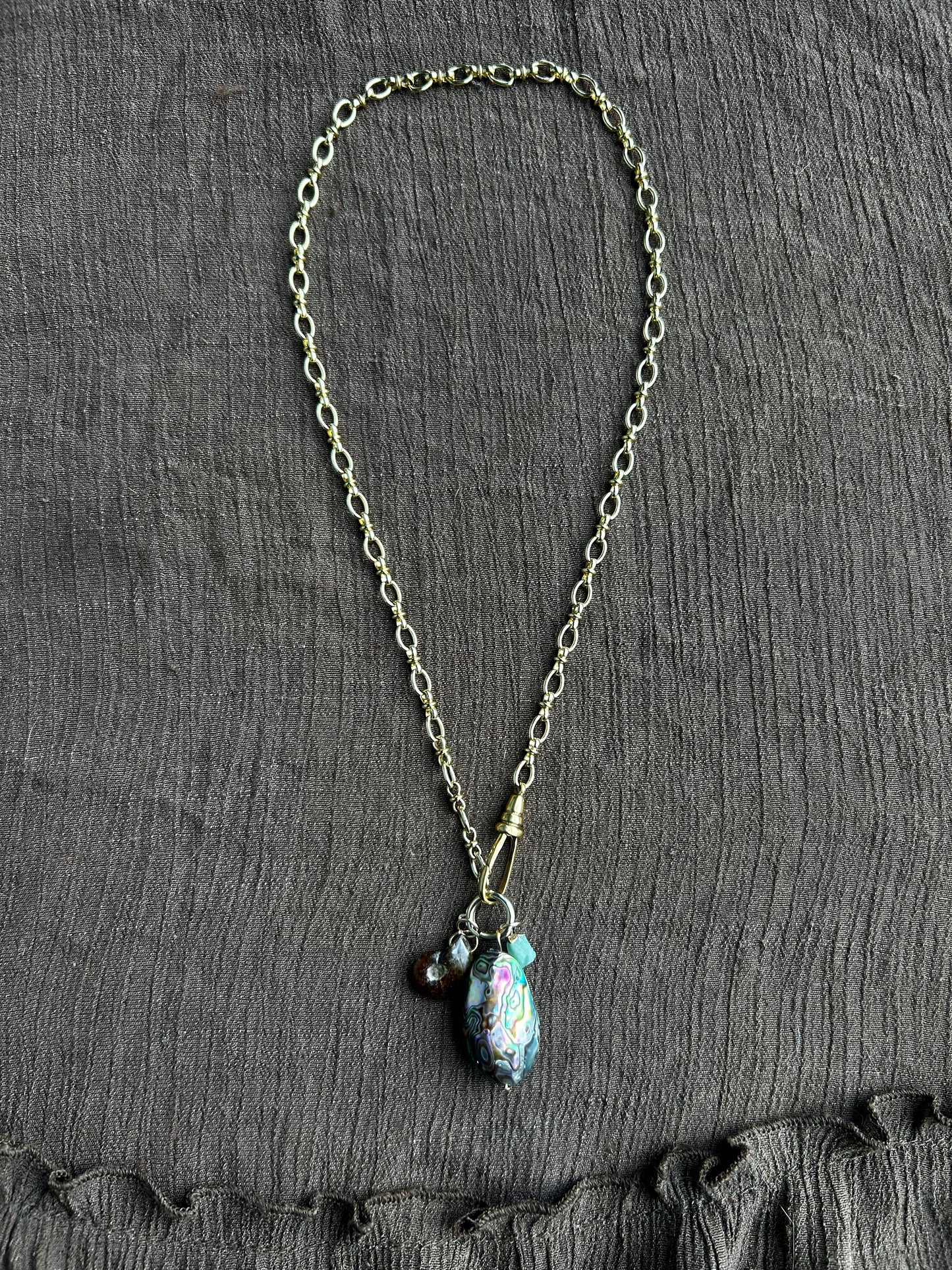 Abalone and Ammonite Charm Necklace