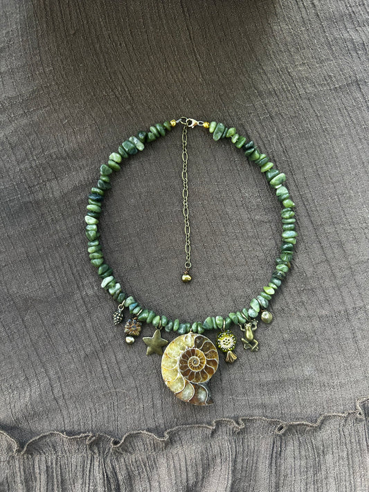 Chunky Jasper Ammonite Necklace