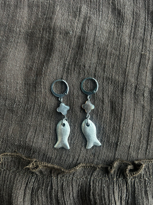 Mother of Pearl Fish Earrings
