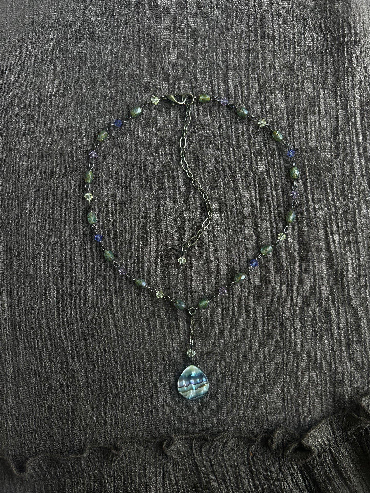 Antique Brass Abalone Choker (1 of 1)