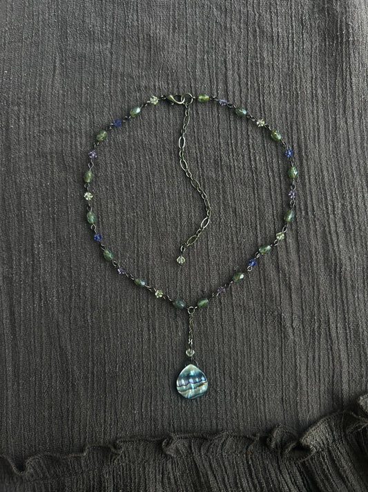 Antique Brass Abalone Choker (1 of 1)