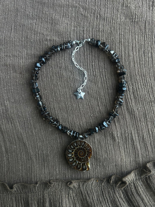 Smokey Quartz Ammonite Necklace (1 of 1)