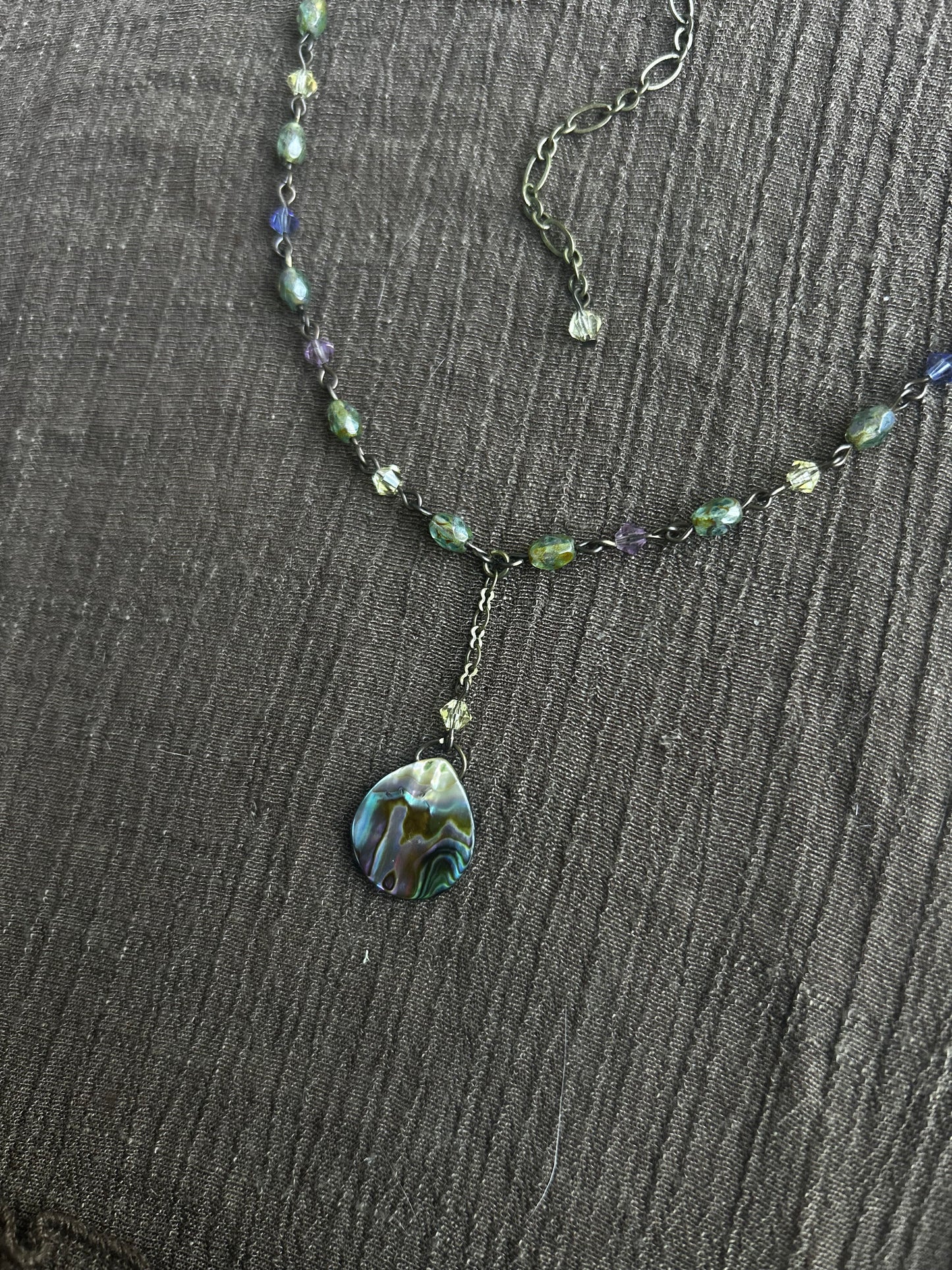 Antique Brass Abalone Choker (1 of 1)