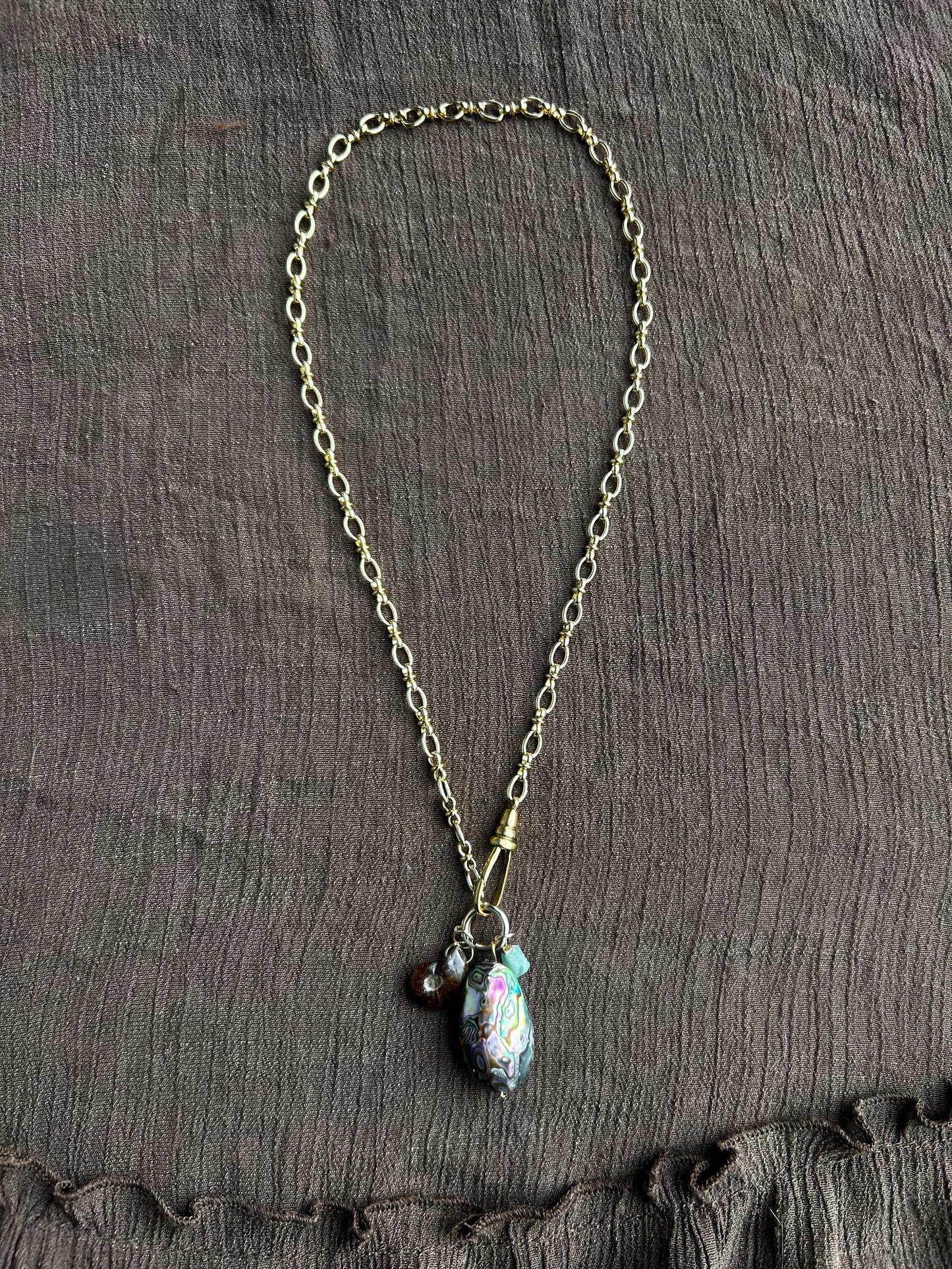Abalone and Ammonite Charm Necklace