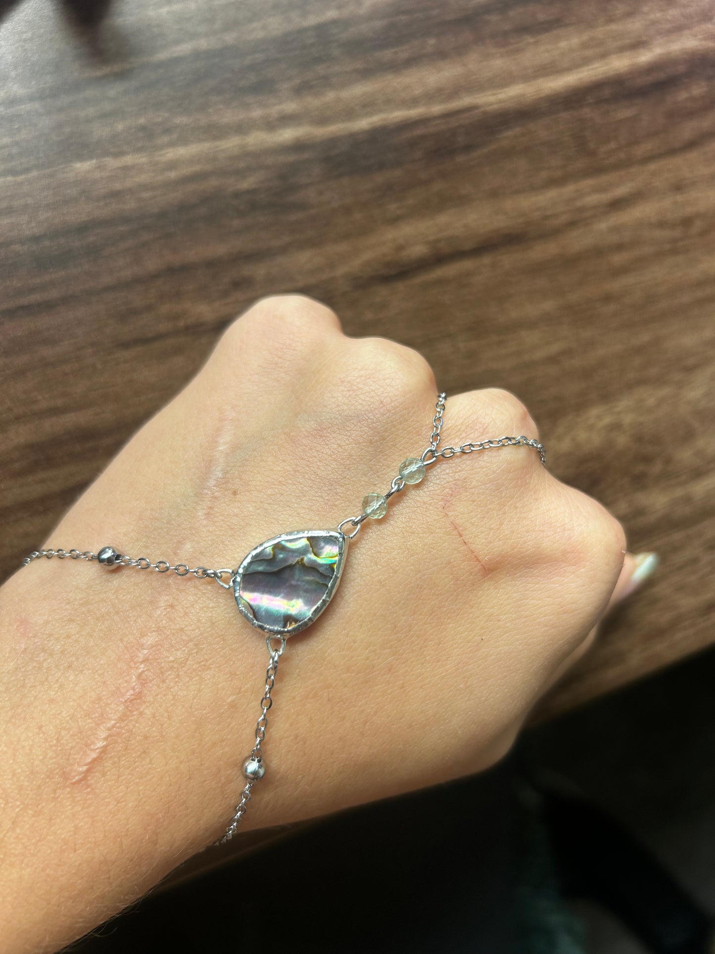 Abalone and Fluorite Hand Chain