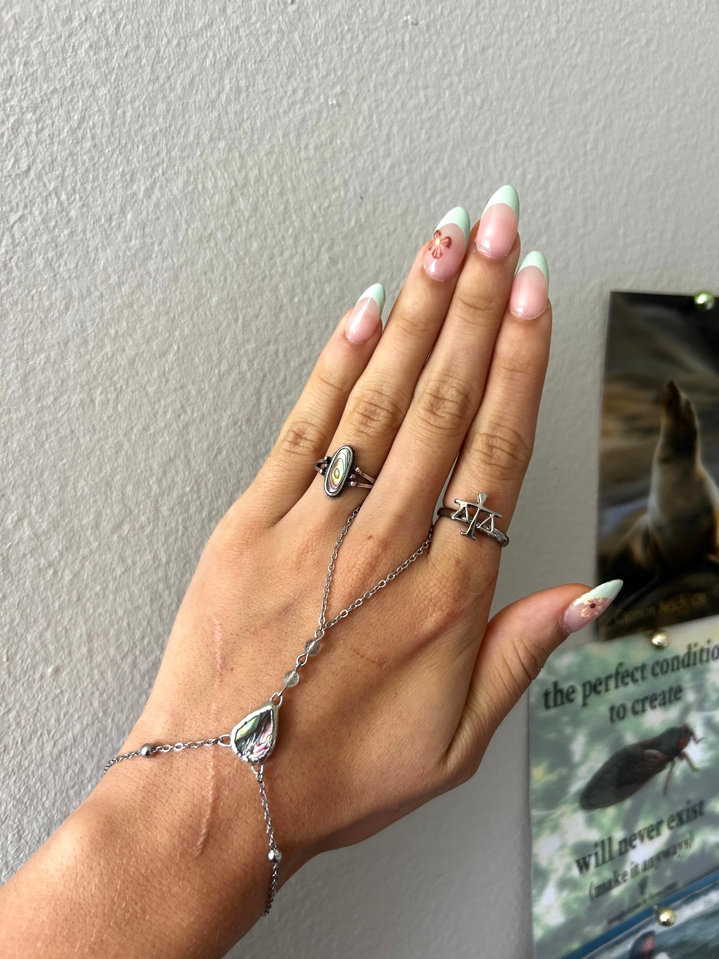 Abalone and Fluorite Hand Chain