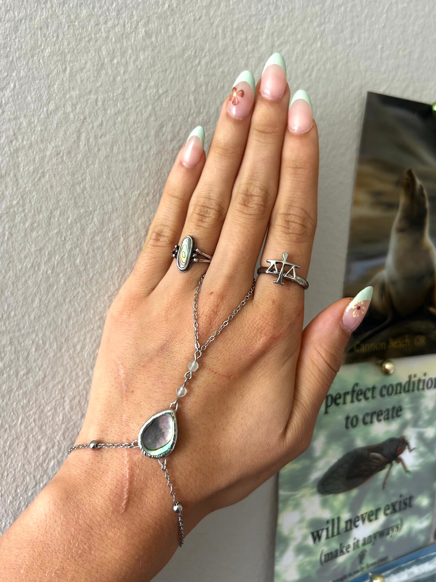 Abalone and Fluorite Hand Chain