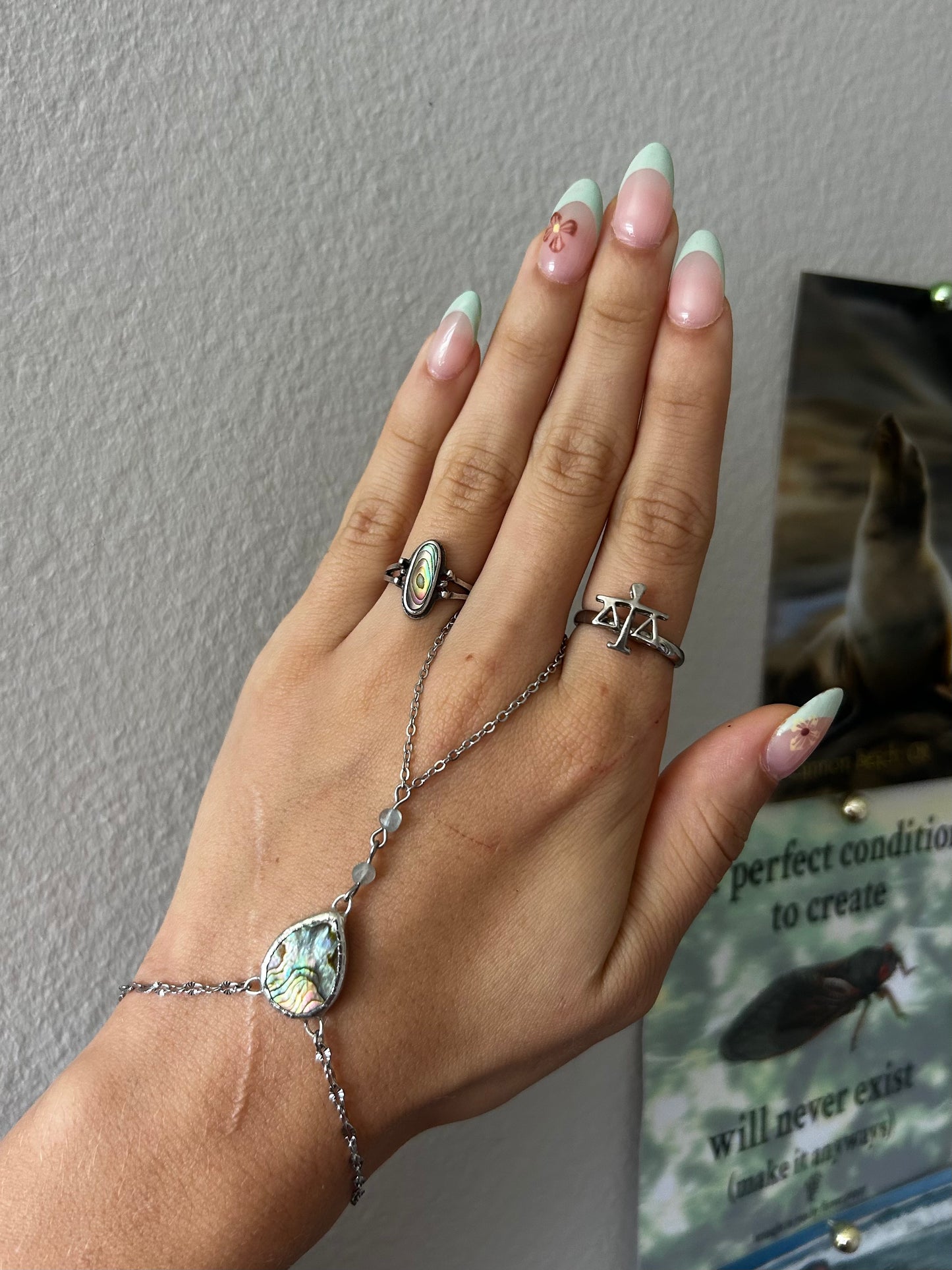 Abalone and Fluorite Hand Chain