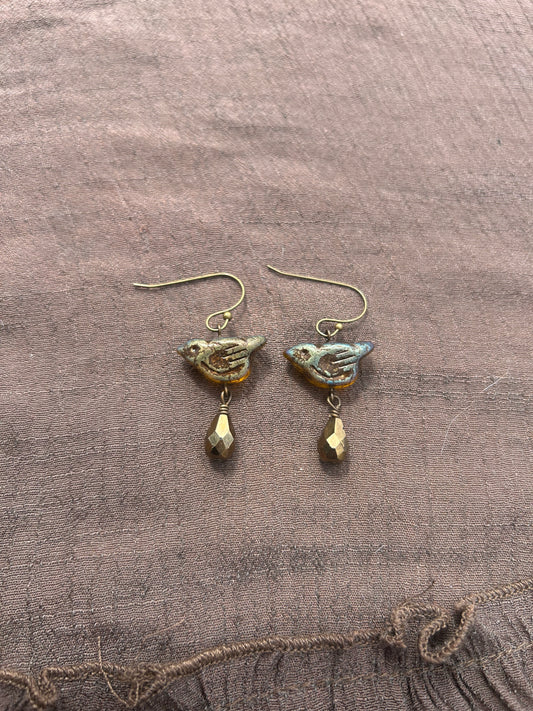 Rustic Bird Earrings