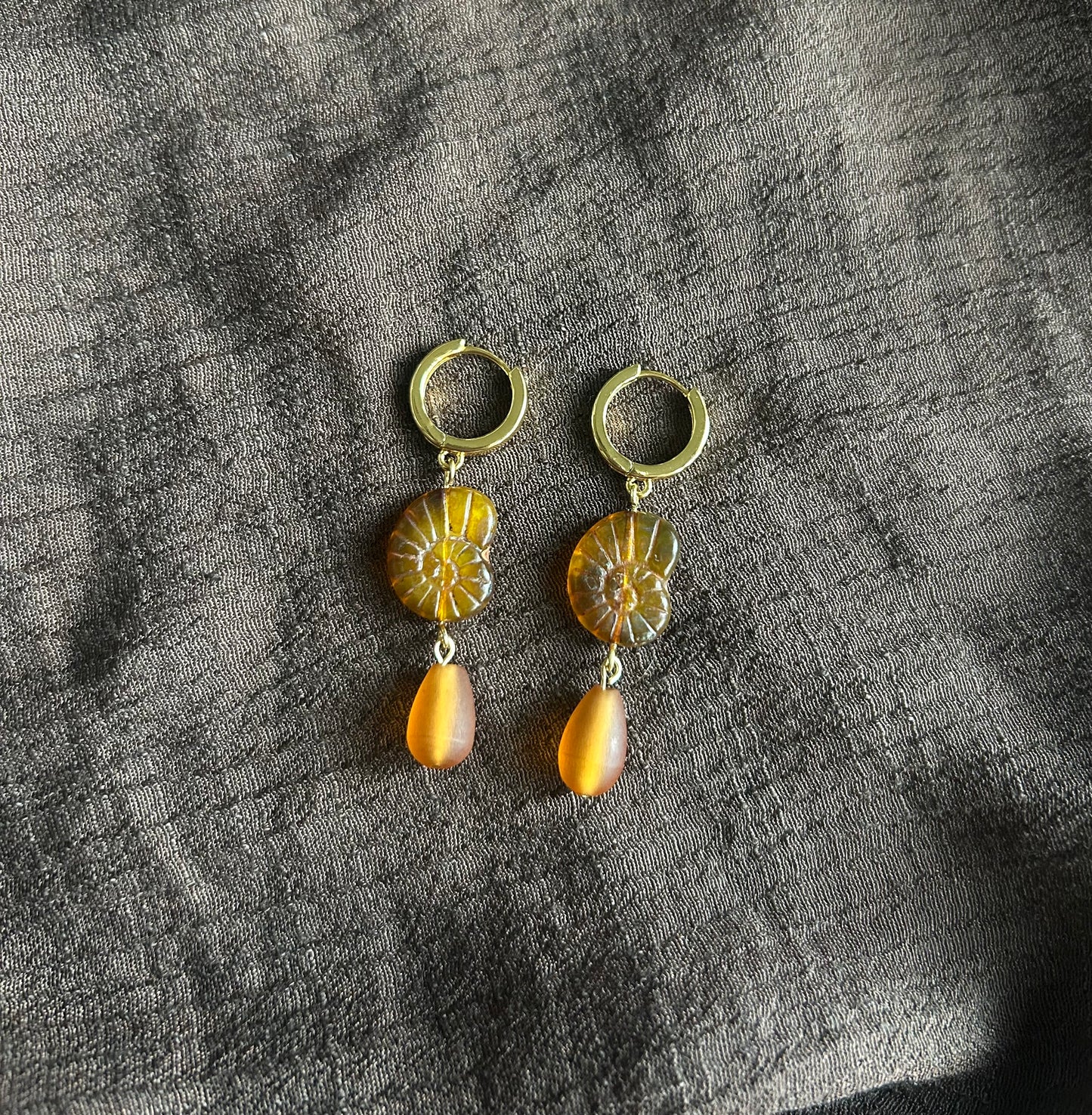 Chunky Butterscotch Ammonite Earrings (redesign and restock soon)