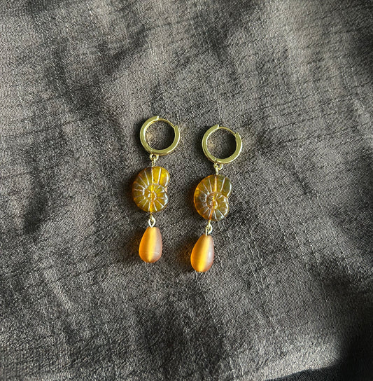 Chunky Butterscotch Ammonite Earrings (redesign and restock soon)